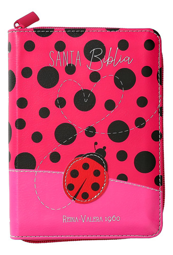 Biblia Bolsillo Rvr60 C/ Cierre Rosa Fucsia C Lunares Negros