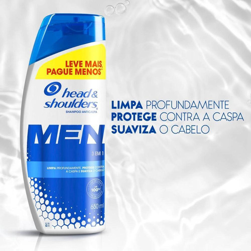 Kit C/ 6 Shampoo Men 3 Em 1 Anticaspa 650 Ml Head &