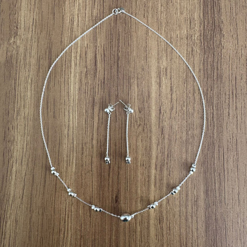 Collar Y Aretes De Plata 925 Set Cadena 45 Cm Mujer Agalea