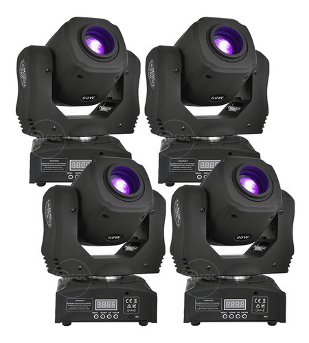 Kit 4 Moving Head Spot Led 60w Osram 8 Desenhos 8 Cores Dmx 127/220V