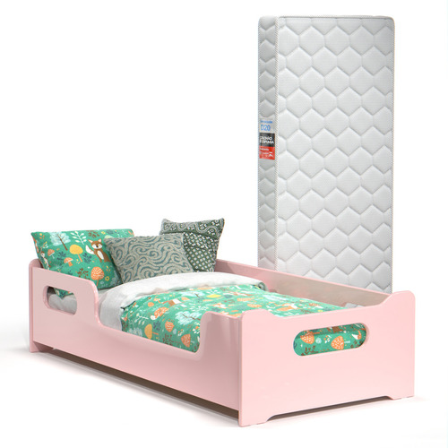 Berço Mini Cama Enacnto Montessoriana Com Colchão Infantil E Proteção Lateral Para Quarto De Menina Cor Rosa