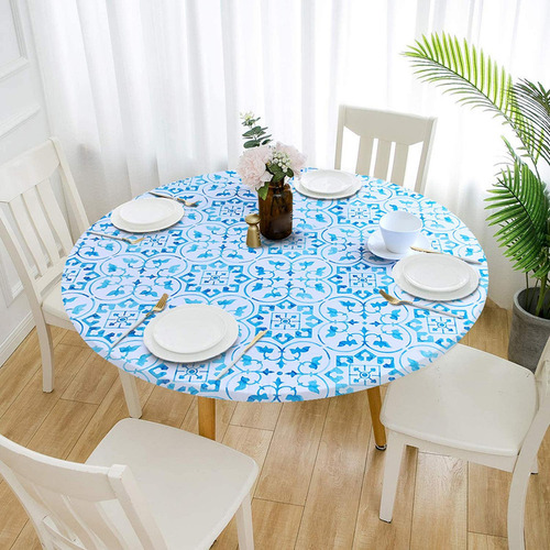 Limpie El Mantel Redondo Ajustado 120cm Azul 2 Tamaños