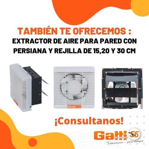 Extractor De Aire 25 Cm Para Pared Baño Cocina Con Persiana