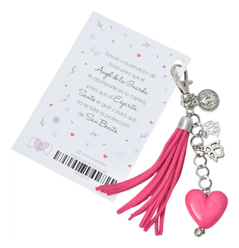 Bendición Protector Llavero De Bolso Con Dijes Salve Regina Fucsia