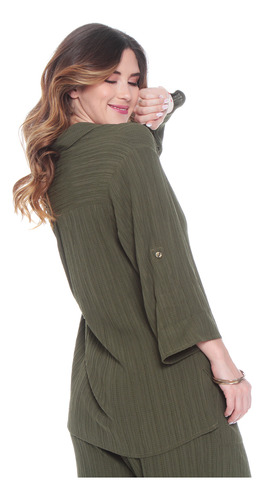Blusa Wados Manga Larga Solida Abotonada En Delantero