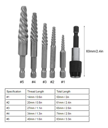 Brocas Para Tornillos, 6 Unidades, Extractor Roto, Con Vásta