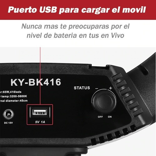 Imagen 9 de 10 de Aro De Luz Led 22 Pulgadas Tripode Control Remoto Estuche