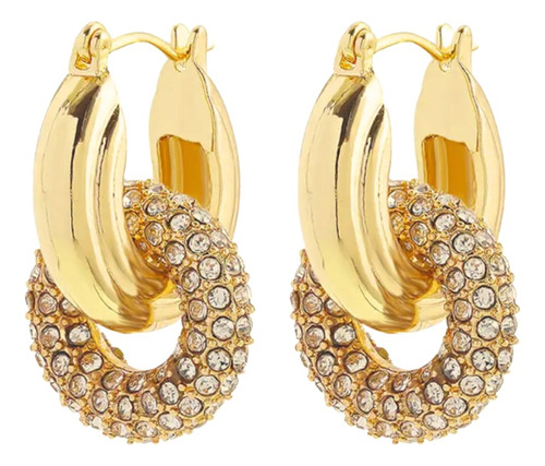 Aretes Arracadas Hoops Baño Oro 18k Micro Pavé