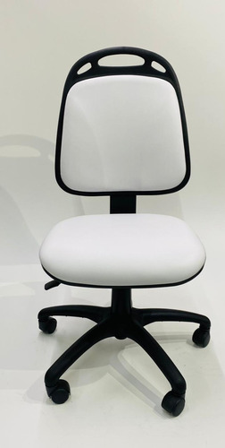 Imagen 5 de 7 de Silla De Escritorio Sin Apoyabrazos Ecocuero Blanco C/ruedas