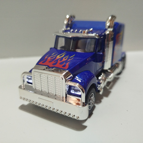 Miniatura Caminhão Peterbilt Kenworth Acende Faróis 18 Cm Azul