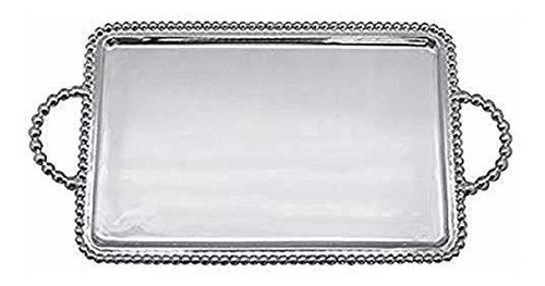 Mariposa Beaded Service Tray, One Size, Silver