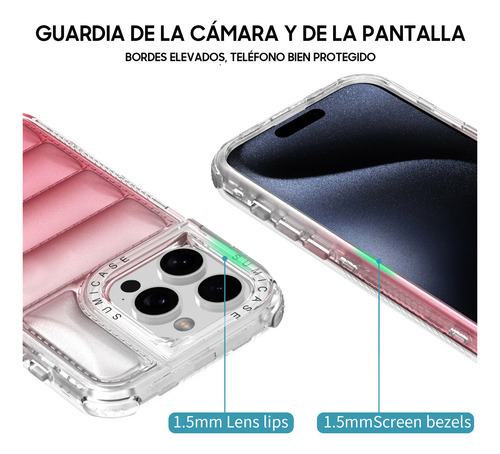 Funda Transparente Acolchonada Antigolpes Para Smartphone Rosa Iphone 16 Plus