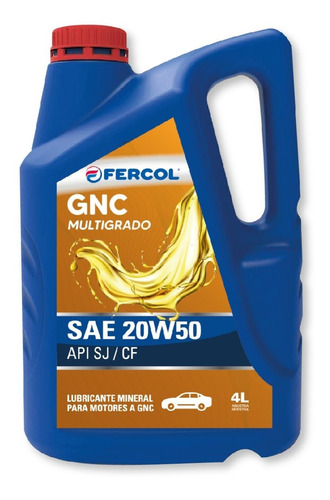 Imagen 1 de 10 de Aceite Lubricante Mineral Multigrado 20w50 Motor Gnc Fercol