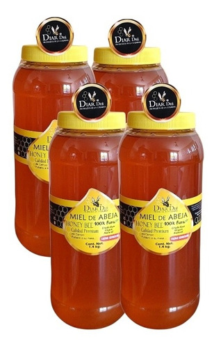 Miel De Abeja 100 % Pura , 1 Ltro. (1.4 Kg) Poblana 4 Pzas. 