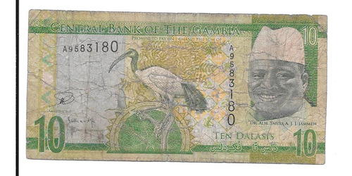 Liquido Billete De Gambia.  10 Dalassi 2015