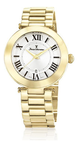 Relógio Pulso Jean Vernier Feminino Aço Dourado Jv06855