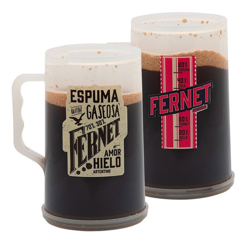 2 Vaso Gel Refrigerante Siempre Frío Fernetero Fernet 1litro