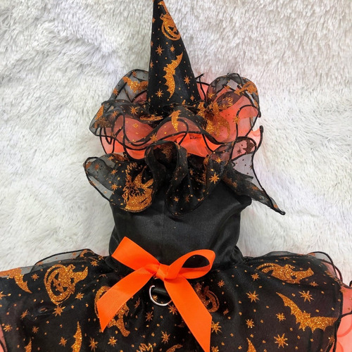 Vestido Disfraz Mascotas Halloween Bruja Catrina Sombrero