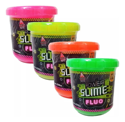 Power Slime Fluo Xxl Con Aroma Frutal X 4 Unidades