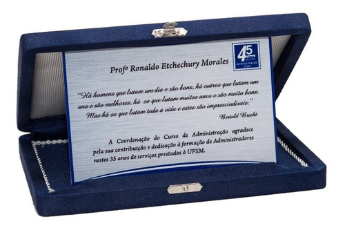 Placa De Homenagem 10 X 15 Cm Em Metal C/ Caixa Oxford