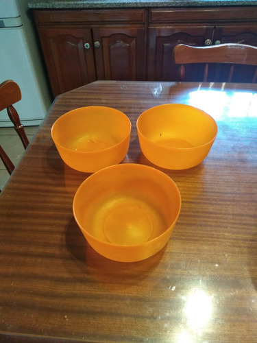 Liquido!! Lote X 3 Bowls Plasticos Naranja