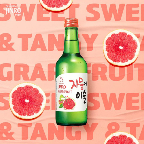 Soju Pink Grapefruit Toronja Licor De Arroz 360ml 2 Botellas