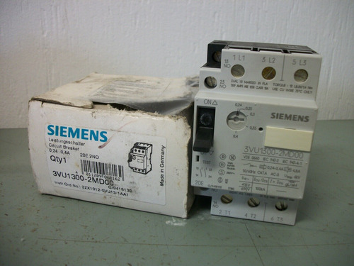 Siemens Motor Circuit Breaker 3vu1300-2md00 0.24-0.4amp Bbx