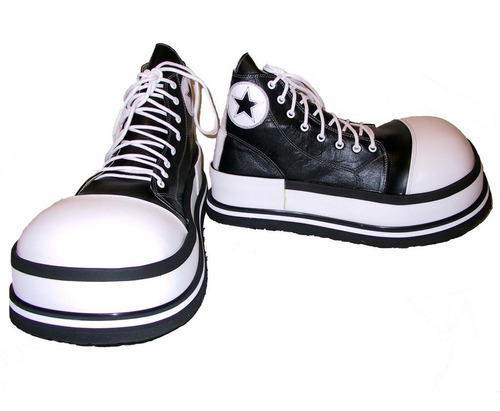 Zapatos De Payaso Profesional Negro Con Blanco