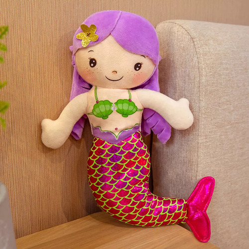 .. Almohada De Felpa De Muñecas De Sirena Morada De 30 Cm E