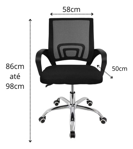 Kit Mesa Escritório Industrial 150x60 Cadeira Mesh Cromada
