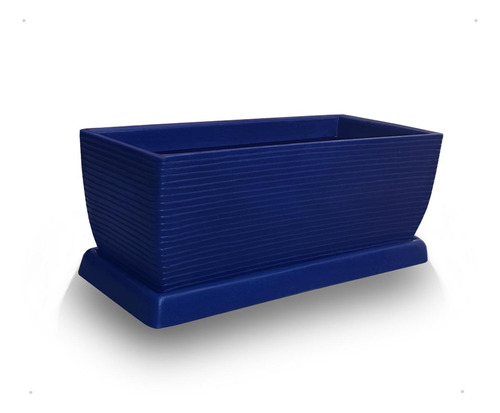 Vaso De Planta Jardineira + Prato Polietileno 60x25 Azul