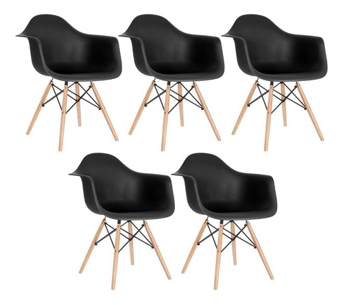 5 X Cadeiras Charles Eames Eiffel Wood Daw Com Braços Cores Estrutura Da Cadeira Preto