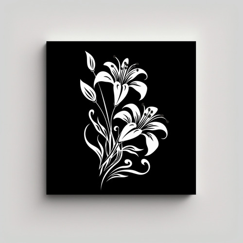 Cuadro Decorativo Dark Queen Lily En Blanco Y Negro 20x20cm