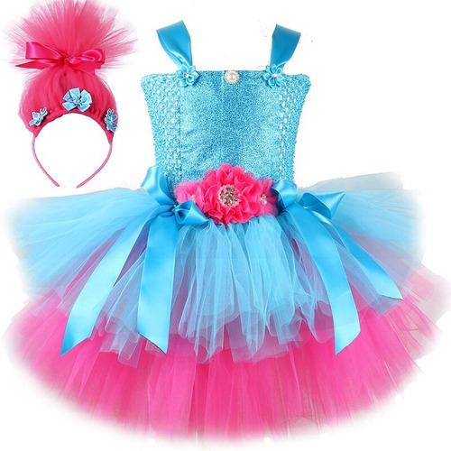 Vestido De Tutú Trolls Para Niñas, Disfraz De Princesa Poppy