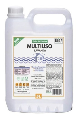 Multiuso Limpeza Biodegradável Lavanda Bioz Green 5l