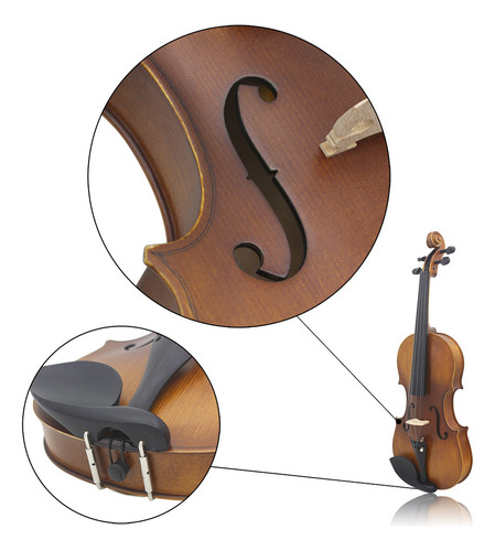 Violín 4/4 De Tamaño Completo Con Acabado Mate, Cara De Pino