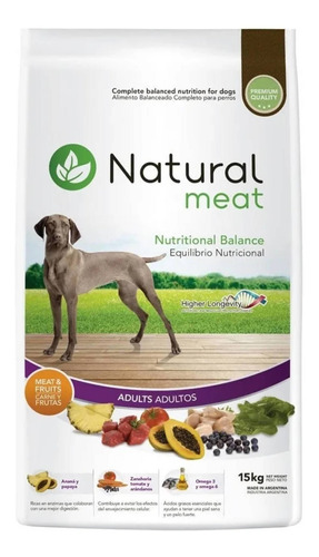 Imagen 1 de 1 de Agroindustrias Baires Natural Meat Adultos Perro Adulto - Todos los tamaños - Mix - 15 kg - Bolsa - Seca