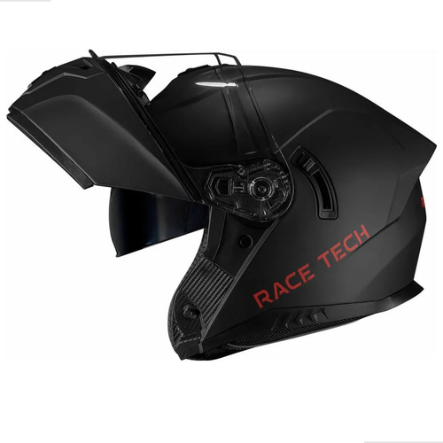 Capacete Race Tech Articulado Preto Fosco Oculos Interno Masculino Feminino 60