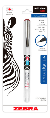 Bolígrafo Zebra J-roller Arb 0.5 Mm Blíster 1 Pieza Blanco Rojo