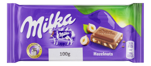 Chocolate ao Leite com Avelãs Inteiras Milka Pacote 100g