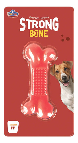 Brinquedo Mordedor Osso Flexível Strong Bone Pet Pp Cor Vermelho