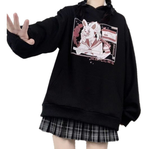 Sudadera Mujer Rayas Gótico Oversize Harajuku Dark