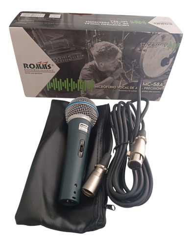 Mc-58a Micrófono Alámbrico Karaoke Pastilla Tipo Shure Azul