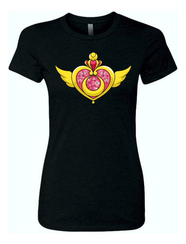 Camiseta Sailor Moon Escudo Femenina Serie Black Corte Dama 