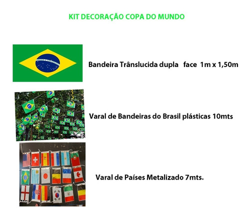Kit Decoração Do Brasil Copa Do Mundo 2022.