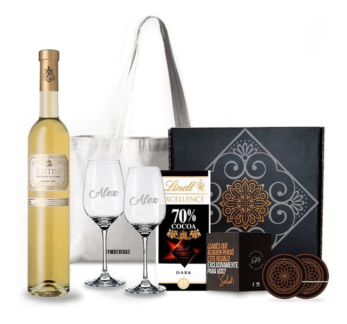 Box Rutini Vin Doux Copas Transparentes Chocolates Kit Set