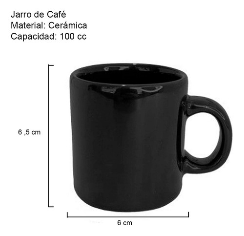 Set X6 Jarro Jarrito Pocillo 100cc Café Te Cerámica Bz3