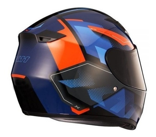 Capacete X11 Trust Moto Fechado C/ Viseira Extra Azul/laranj Cor Trust Pro Transit Azul Laranja Tamanho do capacete 56