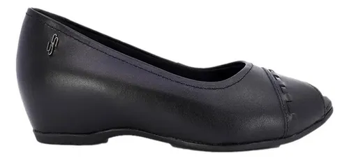 Sapatilha Usaflex Feminina Peep Toe Salto Embutido