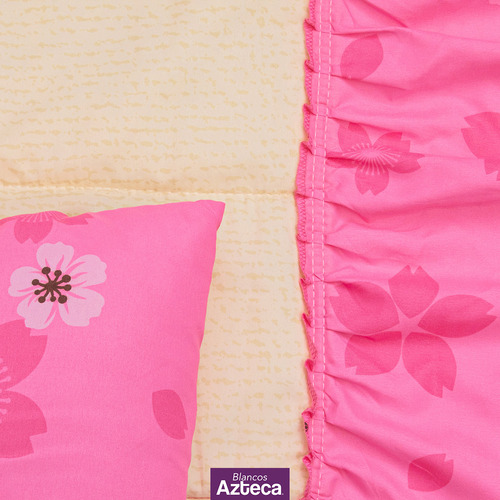 Colcha King Size De Alta Calidad Con Cojines, Azteca Color Rosa chicle Cerezos
